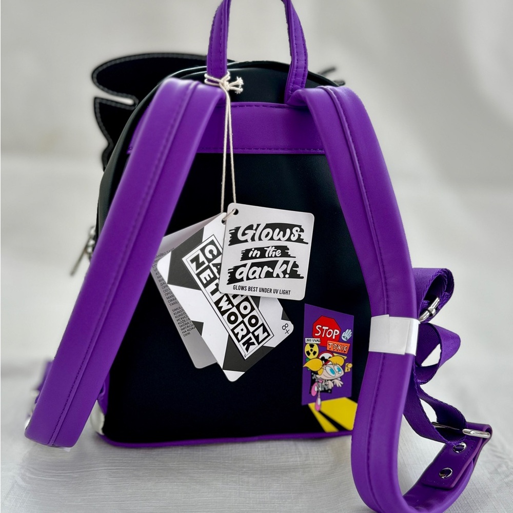 Disney LOUNGEFLY Dexter’s Laboratory Glow In The Dark Mini Backpack BNWT - Picture 2 of 5